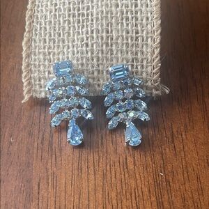 Weiss signed Elegant Blue Crystal Earrings